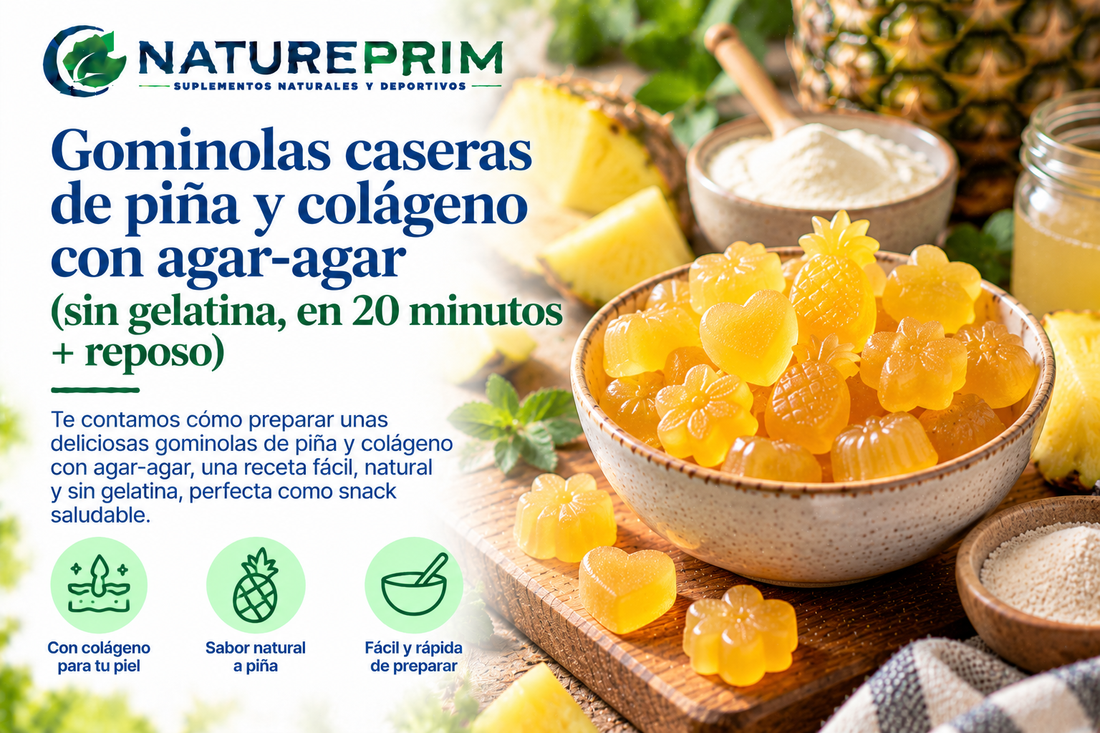 Gominolas caseras de piña y colágeno con agar-agar (sin gelatina, en 20 minutos + reposo)