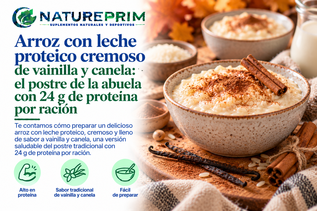 Arroz con leche proteico cremoso de vainilla y canela: el postre de la abuela con 24 g de proteína por ración