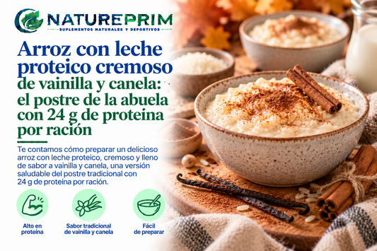 Arroz con leche proteico cremoso de vainilla y canela: el postre de la abuela con 24 g de proteína por ración