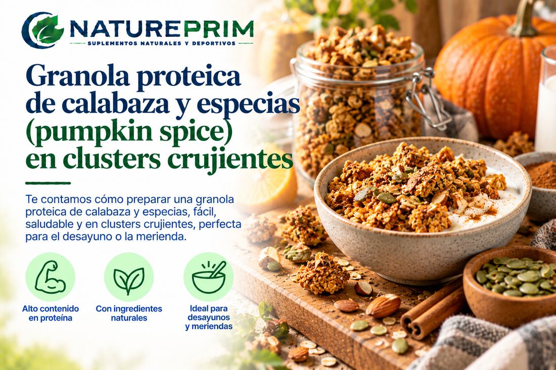 Granola proteica de calabaza y especias (pumpkin spice) en clusters crujientes