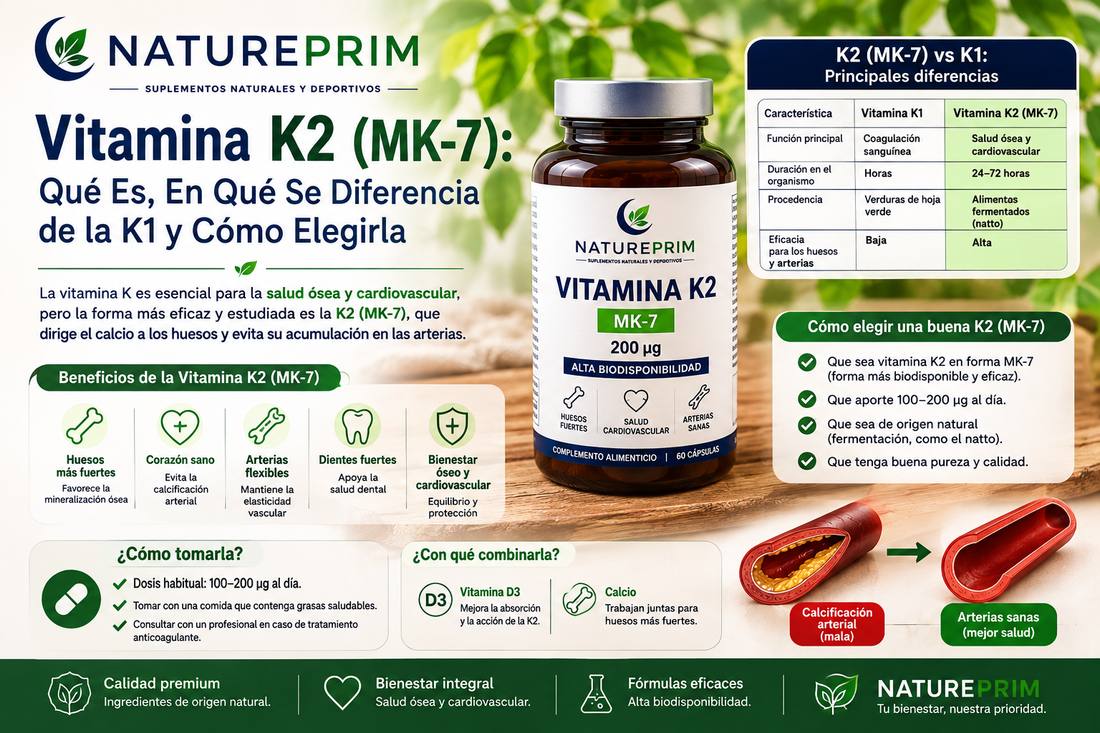 Vitamina K2 (MK-7): Qué Es, En Qué Se Diferencia de la K1 y Cómo Elegirla