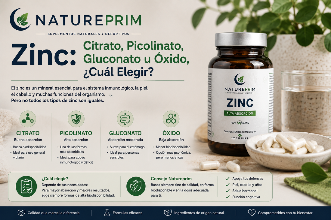 Zinc: Citrato, Picolinato, Gluconato u Óxido, ¿Cuál Elegir?