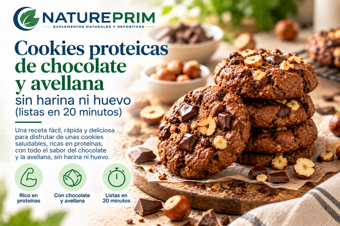 Cookies proteicas de chocolate y avellana sin harina ni huevo (listas en 20 minutos)