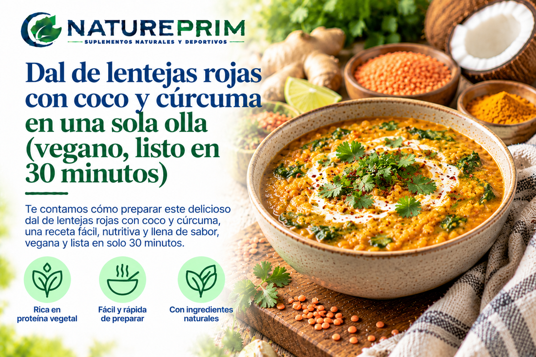 Dal de lentejas rojas con coco y cúrcuma en una sola olla (vegano, listo en 30 minutos)