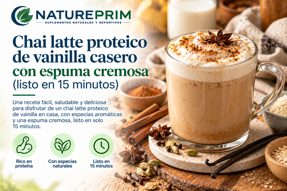 Chai latte proteico de vainilla casero con espuma cremosa (listo en 15 minutos)