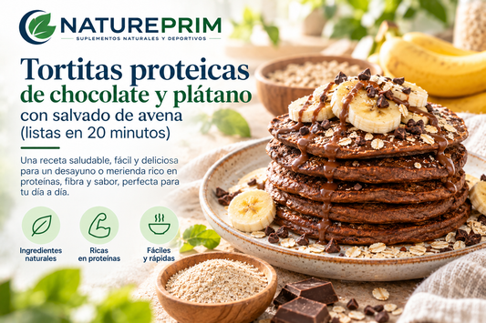 Tortitas proteicas de chocolate y plátano con salvado de avena (listas en 20 minutos)