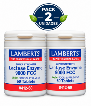 Pack 2 Complejo de Lactasa 9000 FCC Lamberts | Mejora la Digestión de la Lactosa | Vegano | 60 Comprimidos