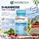 D-Mannose/CranActin® Solaray | D-Manosa + Arándano Rojo Americano | Vegano | 60 Cápsulas