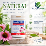 Equinácea 1000mg Lamberts | Con Vitamina C y Zinc | 60 Comprimidos