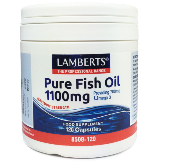Aceite de Pescado Puro 1100 mg Alta Concentración Lamberts | 700 mg Omega 3 EPA+DHA por Cápsula | 120 Cápsulas