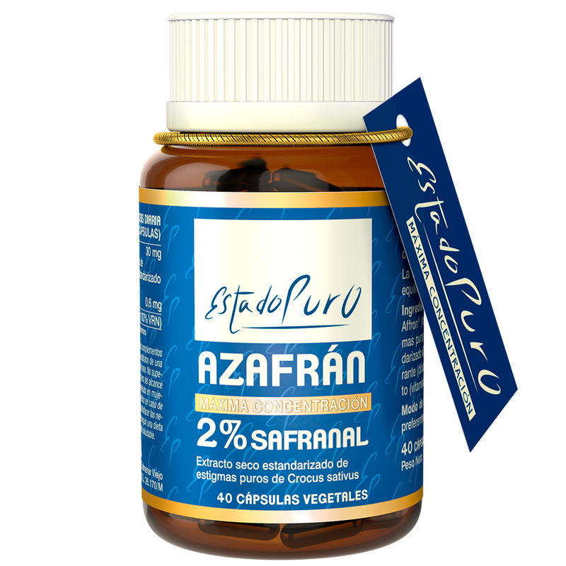 Azafrán 2% Safranal EstadoPuro Tongil vitamina B6 ánimo y bienestar 40 cápsulas - suplemento España