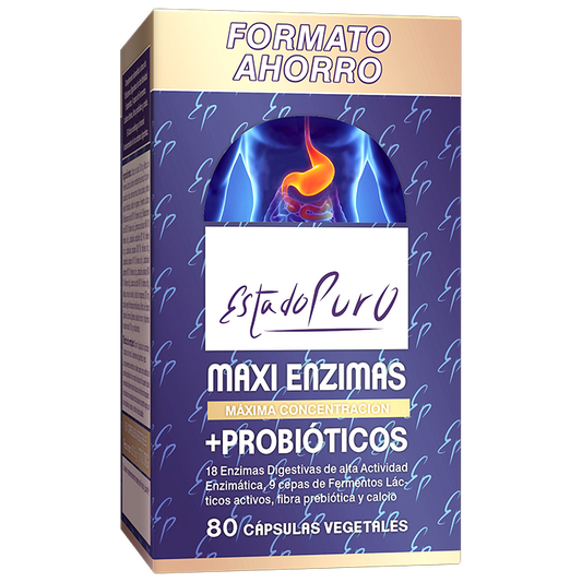 Maxi Enzimas Probióticos EstadoPuro digestión flora intestinal Tongil 80 cápsulas - suplemento España