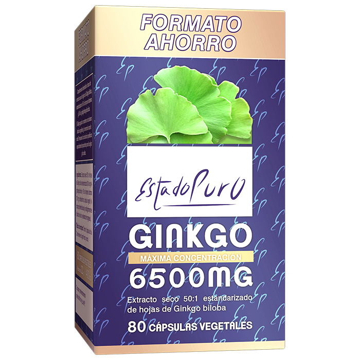 Ginkgo Biloba 6500 mg EstadoPuro Tongil extracto 50:1 memoria y cerebro 80 cápsulas - suplemento España