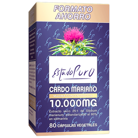 Cardo Mariano 10000 mg EstadoPuro Tongil silimarina 80% hígado 80 cápsulas - suplemento España