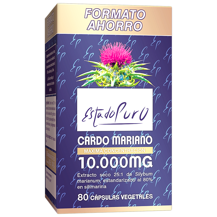 Cardo Mariano 10000 mg EstadoPuro Tongil silimarina 80% hígado 80 cápsulas - suplemento España