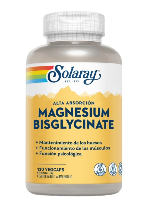 Big Bisglycinate Magnesio Solaray | 262,5mg (70% VRN) con BioPerine® | Vegano | 240 Cápsulas