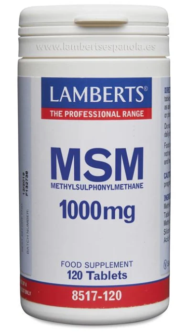 MSM 1000mg Lamberts | Metilsulfonilmetano de Origen Vegetal | Vegano | 120 Comprimidos