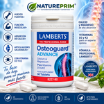 Osteoguard® ADVANCE Lamberts | Calcio, Magnesio, Vitamina K2 y D3 | Vegetariano | 90 Comprimidos