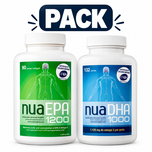 Pack Nua DHA 1000 mg (132 Perlas) + Nua EPA 1200 mg (90 Perlas) | Omega 3 IFOS 5★ | Nua Biological