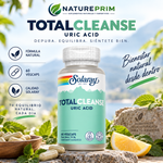 Total Cleanse Uric Acid Solaray | Cerezo, Quercetina, Bromelina, Cúrcuma y Apio | Vegano | 60 Cápsulas