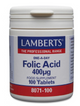 Ácido Fólico 400µg Lamberts | Vitamina B9 | 100 Comprimidos