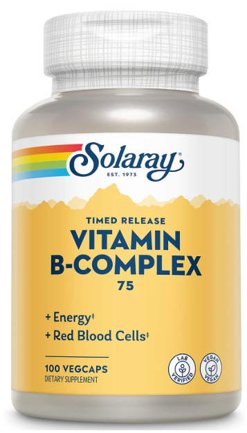B-Complex 75 A/R Solaray | Liberación Retardada en 2 Fases | Vegano | 100 Cápsulas