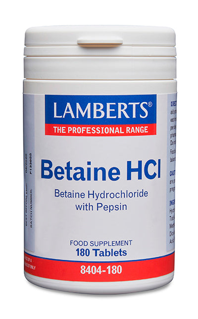 Betaine HCl con Pepsina Lamberts digestivo acidez enzimas 180 comprimidos - suplemento España