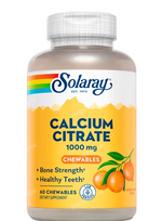 Calcium Citrate 1000mg Solaray | Masticable Sabor Naranja | Sin Azúcar | 60 Comprimidos
