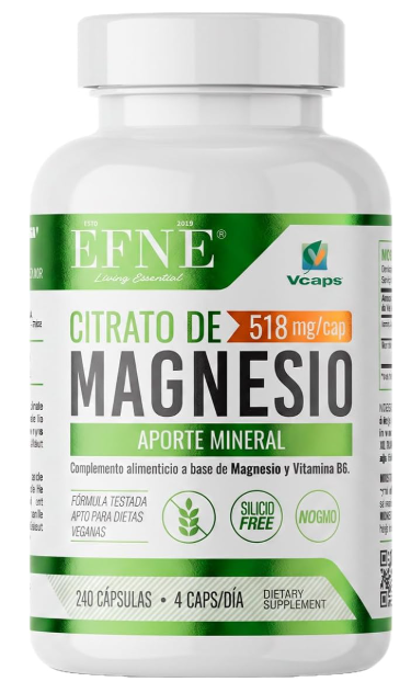 Citrato de Magnesio EFNE | 510mg + Vitamina B6 | Vegano | 240 Cápsulas