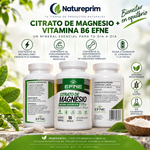 Pack 3 Citrato de Magnesio EFNE | 510mg + Vitamina B6 | Vegano | 90 Cápsulas