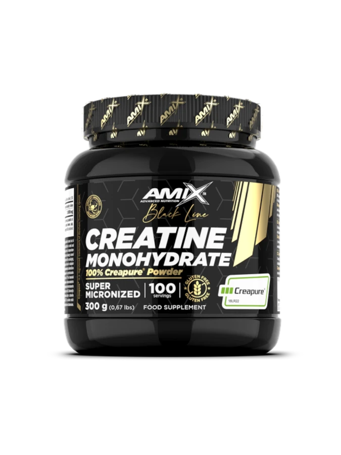 Creatina Monohidrato Creapure® 300g - Amix Black Line | Súper Micronizada 100 Dosis