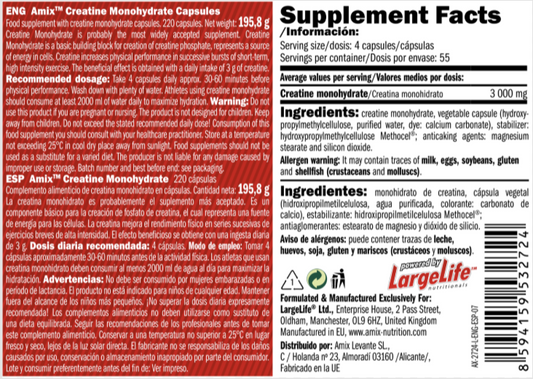 Creatina Monohidrato Amix | Cápsulas | 220 Cáps