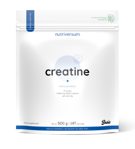 Basic Creatine Monohydrate Nutriversum | 100% Pura, Sin Sabor | Vegana | 500g