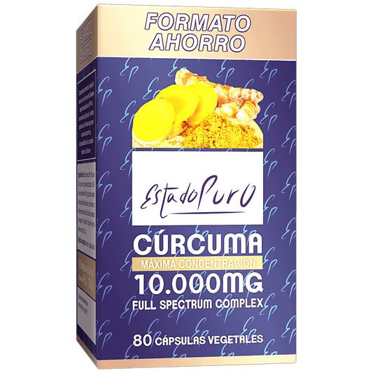 Cúrcuma 10000 mg EstadoPuro Bioperine bienestar articular formato ahorro Tongil 80 cápsulas - suplemento España