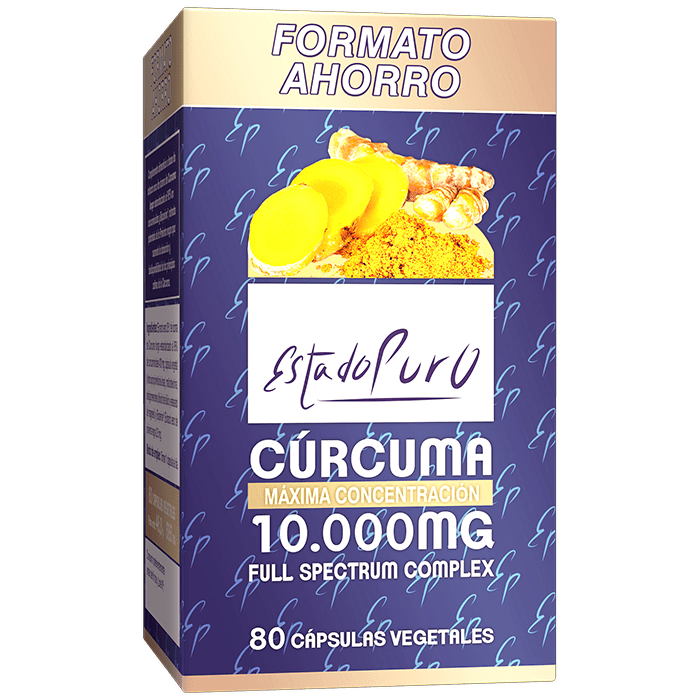 Cúrcuma 10000 mg EstadoPuro Bioperine bienestar articular formato ahorro Tongil 80 cápsulas - suplemento España