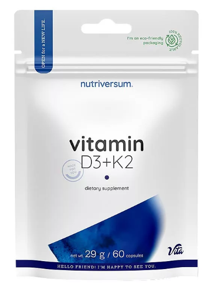 Vitamin D3+K2 Nutriversum VITA | Con Vitamina K1 | 60 Cápsulas