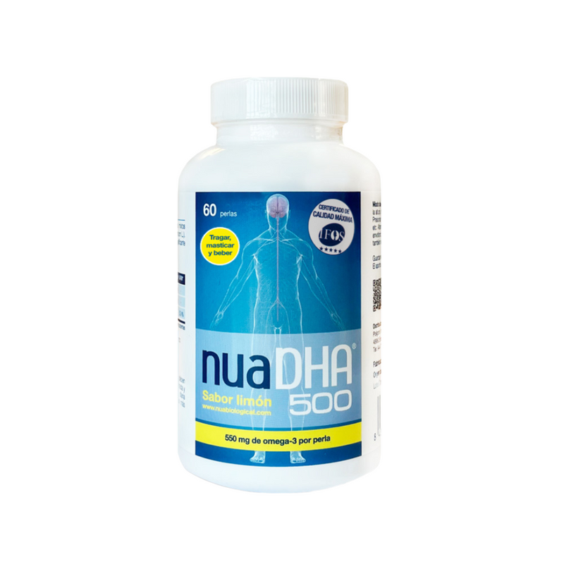 NuaDHA 500 mg Limón IFOS masticable DHA cerebro visión 60 perlas Nua Biological - suplemento España