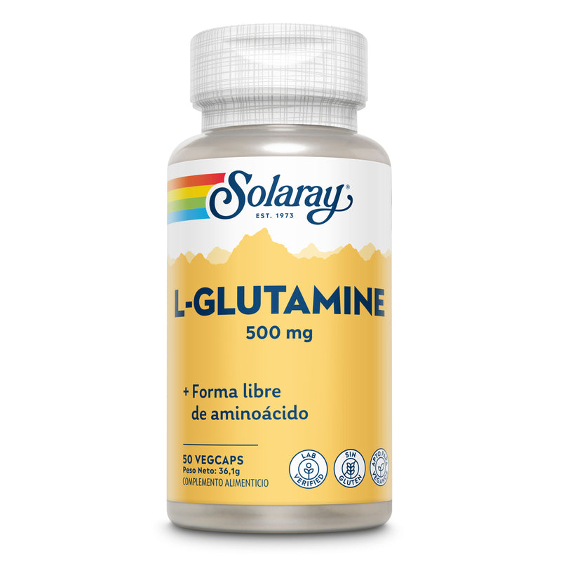 L-Glutamina 500 mg Solaray Lab Verified recuperación intestinal muscular 50 cápsulas - suplemento España