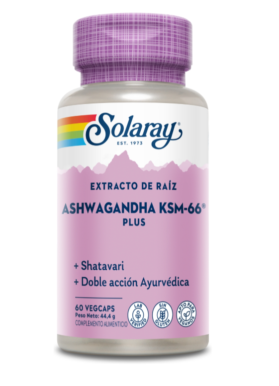 KSM-66 Plus Ashwagandha Solaray | Extracto Patentado + Shatavari + Fenogreco | Vegano | 60 Cápsulas
