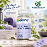 DUO L-Lysine & Monolaurin Solaray | L-Lisina + Monolaurina 1:1 | Vegano | 60 Cápsulas