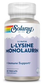 DUO L-Lysine & Monolaurin Solaray | L-Lisina + Monolaurina 1:1 | Vegano | 60 Cápsulas