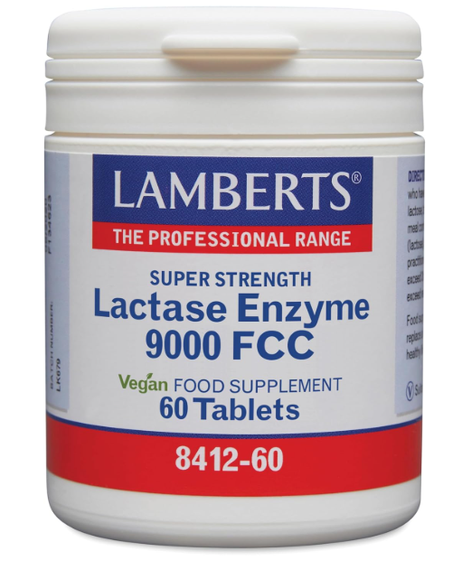 Complejo de Lactasa 9000 FCC Lamberts | Mejora la Digestión de la Lactosa | Vegano | 60 Comprimidos