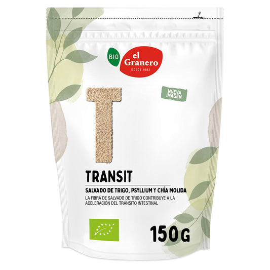 Lax-Transit El Granero Integral BIO salvado de trigo psyllium y chía 150g - fibra tránsito intestinal España