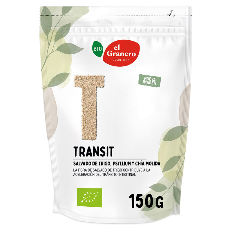 Lax-Transit El Granero Integral BIO salvado de trigo psyllium y chía 150g - fibra tránsito intestinal España