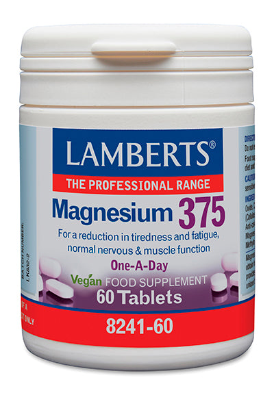 Magnesio 375mg Lamberts | Fórmula Una al Día | 100% VRN | Vegano | 60 Comprimidos