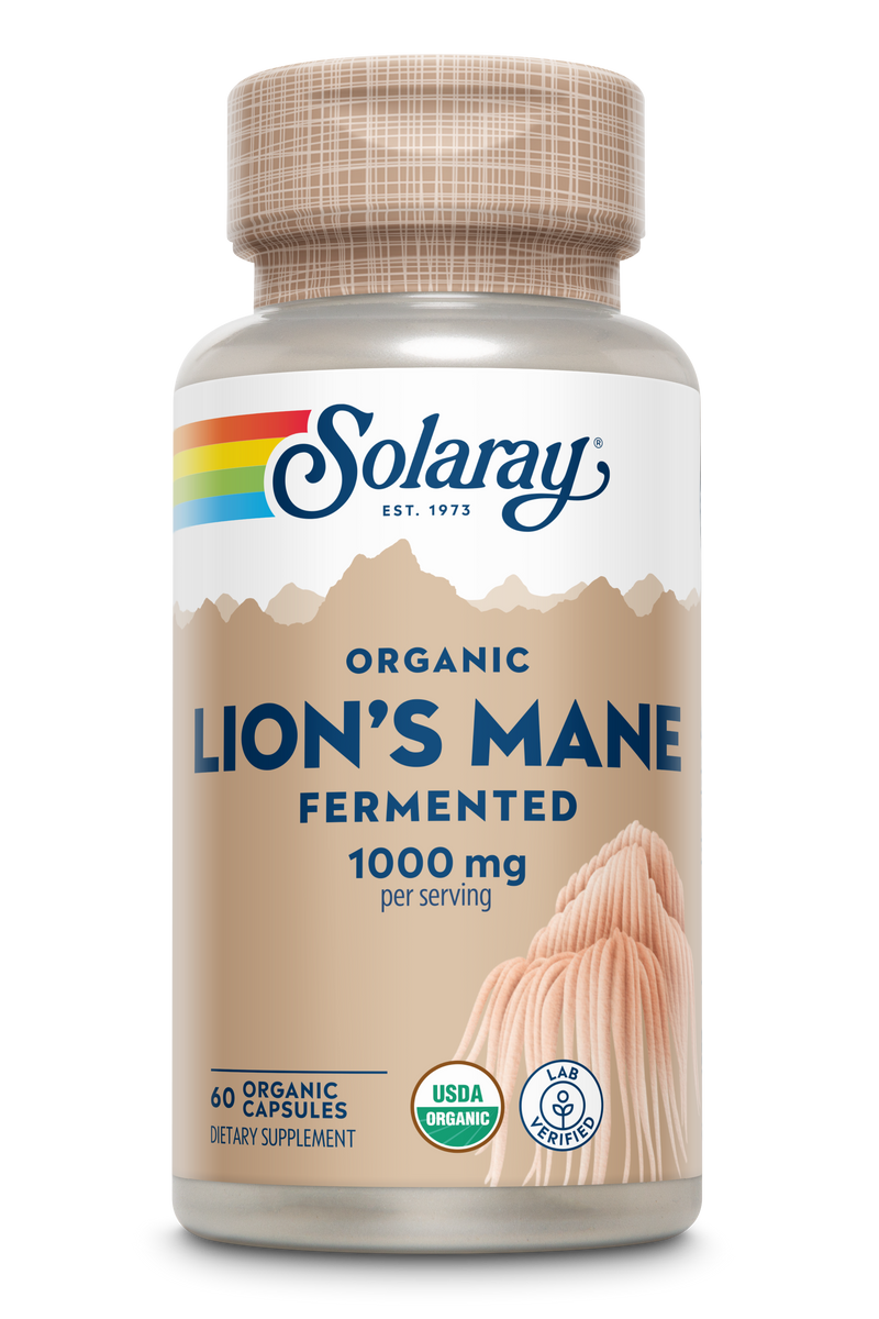 Melena de León (Lion's Mane) Solaray | Hericium Erinaceus Fermentado | 60 Cápsulas
