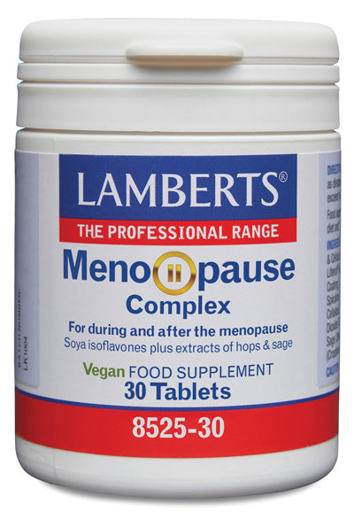 Meno Pause Complex Lamberts | Lúpulo (Lifenol®), Isoflavonas de Soja y Salvia | Vegano | 30 Comprimidos