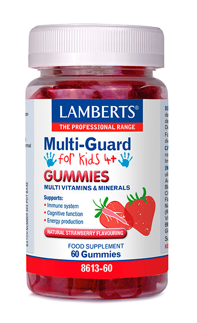 Multi-Guard for Kids Lamberts | Gominolas Multivitamínicas | 12 Vitaminas y Minerales | Sabor Fresa | 60 Uds.