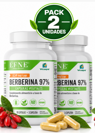 Pack 2 Berberina 97% EFNE | 1.500mg por Dosis | Vegana | 90 Cápsulas