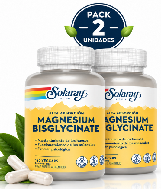 Pack 2 Magnesio Bisglicinato Solaray 120 cápsulas - Natureprim